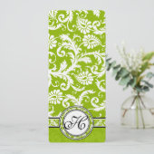 Apple Green Damask Einladung (Stehend Vorderseite)