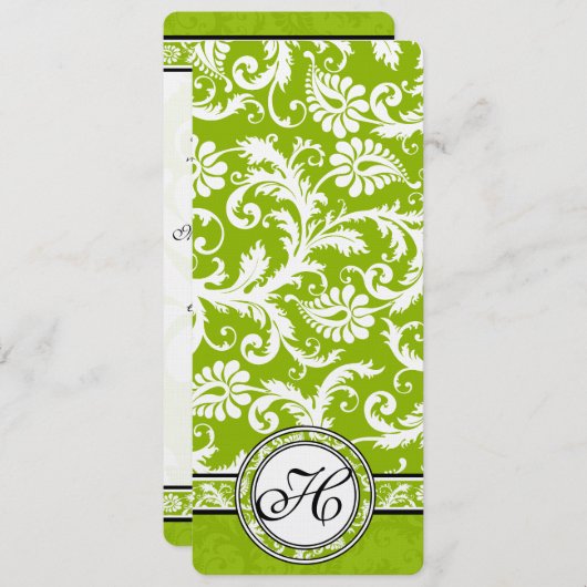 Apple Green Damask Einladung (Vorne/Hinten)
