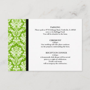 Apple Green Damask Hochzeit Beilagekarte Begleitkarte