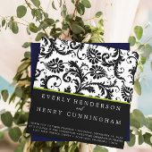 Apple Green Damask Monogram Wedding Einladung