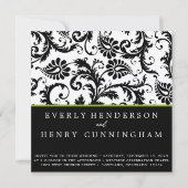 Apple Green Damask Monogram Wedding Einladung (Vorderseite)