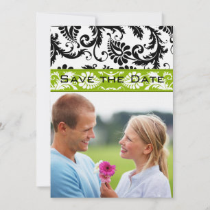 Apple Green Damask Swirls Wedding Save the Date Einladung