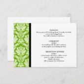 Apple Green Damask Wedding Card Begleitkarte (Vorne/Hinten)