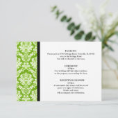 Apple Green Damask Wedding Card Begleitkarte (Stehend Vorderseite)