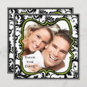 Apple Green Damask-Wirbel beim Hochzeitstich speic Einladung (Vorne/Hinten)