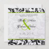 Apple Green Damask-Wirbel beim Hochzeitstich speic Save The Date (Rückseite)