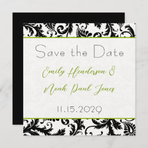 Apple Green Damask-Wirbel beim Hochzeitstich speic Save The Date