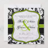 Apple Green Damask-Wirbel beim Hochzeitstich speic Save The Date (Rückseite)