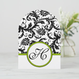 Apple Green Damask Wirbel Hochzeitsfeier Einladung