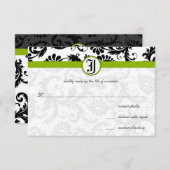 Apple Green Damask Wirbel Hochzeitsfeier RSVP Karte (Vorne/Hinten)