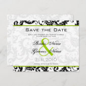 Apple Green Damask Wirbel Hochzeitsfeier Save The Date (Vorne/Hinten)