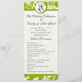 Apple Green Damask Wirbel Hochzeitsprogramm Programm (Vorderseite)