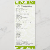 Apple Green Damask Wirbel Hochzeitsprogramm Programm (Rückseite)