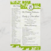 Apple Green Damask Wirbel Hochzeitsprogramm Programm (Vorne/Hinten)