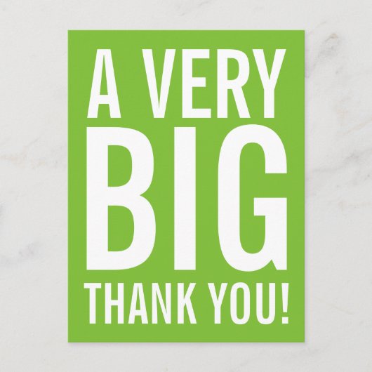 Apple Green Danke Postcard mit großer Typografie Postkarte (Vorderseite)