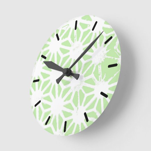 Apple green geometric pattern runde wanduhr (Winkel)