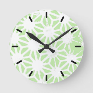 Apple green geometric pattern runde wanduhr