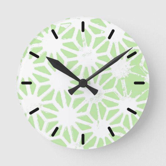 Apple green geometric pattern runde wanduhr (Vorderseite)