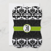 Apple Green Hearts Vintag Damask Wedding Einladung (Rückseite)