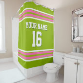 Apple Green Hot Pink White Stripes Sports Jersey Duschvorhang (Beispiel)