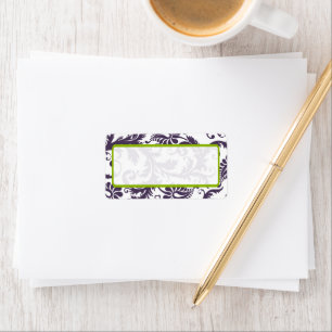 Apple Green & Lapis Lila Damask Dots Adressaufkleber