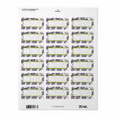 Apple Green & Lapis Lila Damask Dots Adressaufkleber (Vorne)