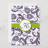 Apple Green Lapis Lila Damask Einladung (Rückseite)