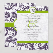 Apple Green Lapis Lila Damask Einladung (Vorne/Hinten)