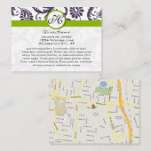 Apple Green Lapis Lila Damask Hochzeitsinformation Begleitkarte (Vorne/Hinten)