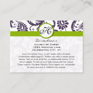 Apple Green Lapis Lila Damask Hochzeitsinformation Begleitkarte