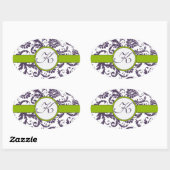 Apple Green & Lapis Lila Damask Wedding Stickers (Blatt)