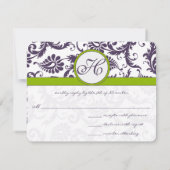 Apple Green Lapis Lila Response Card RSVP Karte (Rückseite)