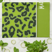 Apple Green Leopard Animal Print; Personalisiert Handtuch (Gefaltet)