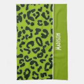 Apple Green Leopard Animal Print; Personalisiert Handtuch (Vertikal)