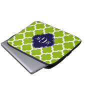 Apple Green mit marokkanischer #5 Navy 3 Initial M Laptopschutzhülle (Vorne Knopf)