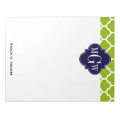 Apple Green mit marokkanischer #5 Navy 3 Initial M Notizblock (Vorderseite)