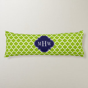 Apple Green mit marokkanischer #5 Navy 3 Initial M Seitenschläferkissen