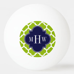 Apple Green mit marokkanischer #5 Navy 3 Initial M Tischtennisball