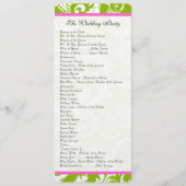 Apple Green & Pink Damask Wirbel Hochzeitsprogramm Programm (Rückseite)
