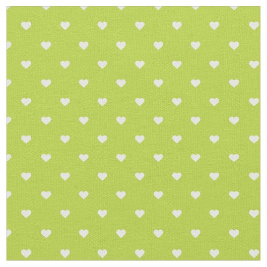 Apple Green Polka Dot Hearts Stoff (Nahaufnahme)