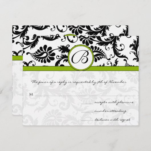 Apple Green Response Card - Postcard Style RSVP Karte (Vorne/Hinten)