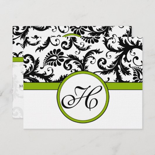 Apple Green Response Card - Text auf Matt Side RSVP Karte (Vorne/Hinten)