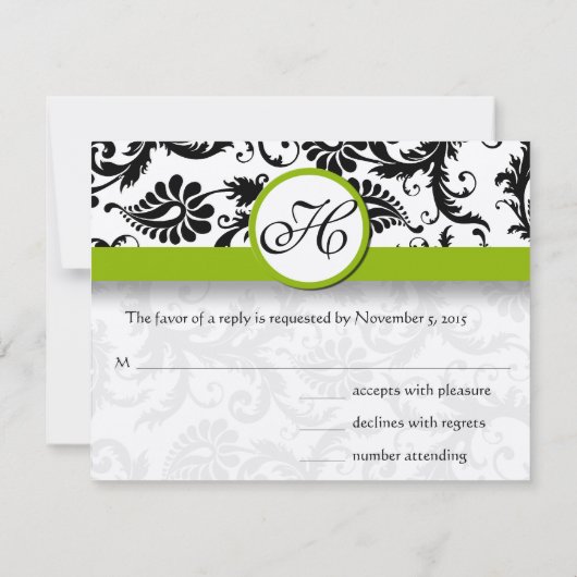Apple Green Response Card - Text auf Matt Side RSVP Karte (Rückseite)