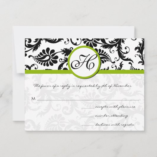 Apple Green Response Card - Text auf Matt Side RSVP Karte (Rückseite)