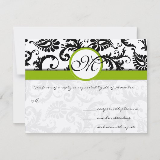 Apple Green Response Card - Text auf Matt Side RSVP Karte (Rückseite)