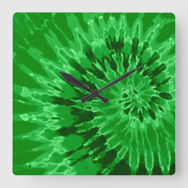 Apple Green Spiral Tie Dye Clock Quadratische Wanduhr