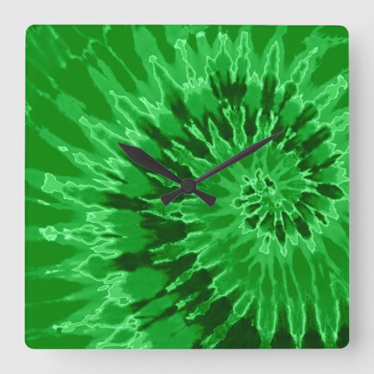 Apple Green Spiral Tie Dye Clock Quadratische Wanduhr (Vorderseite)