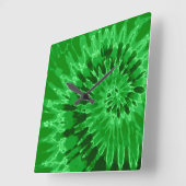 Apple Green Spiral Tie Dye Clock Quadratische Wanduhr (Winkel)