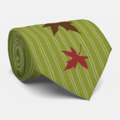 Apple Green Stripes Autumn Leaves Wedding Krawatte (Gerollt)