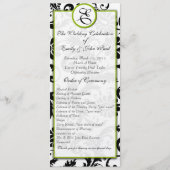 Apple Green Trim Black Damask Wedding Program Programm (Vorderseite)
